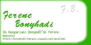 ferenc bonyhadi business card